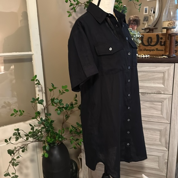 NWT | J CREW Linen Utility Shirt Dress in Black - Picture 8 of 10